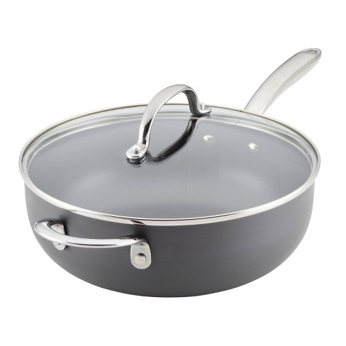 Rachael Ray 4qt Hard Anodized Nonstick Saucier Saucepan With Helper Handle  And Lid Gray : Target