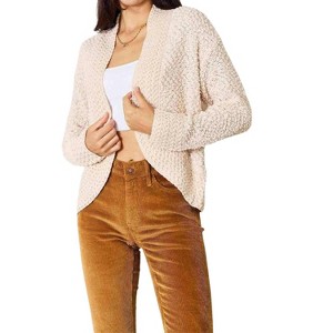 Women's Luxurious Knit Open Front Cardigan - Double Take - 1 of 4