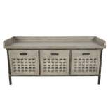Wood Storage Bench with Basket Drawers Gray - Decor Therapy
