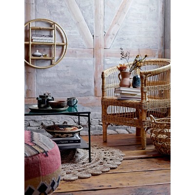 Storied Home Handwoven Cotton Kilim Pouf: Durable Texture, Polystyrene Bead Filling, No Assembly Required