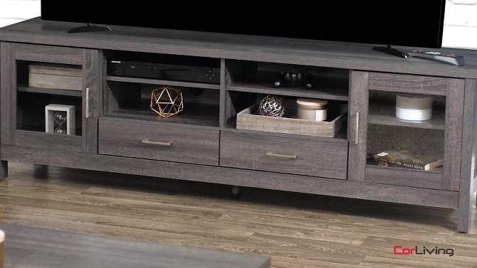 Hollywood Cabinet with Doors TV Stand for TVs up to 80&#34; Dark Gray - CorLiving, 2 of 13, play video