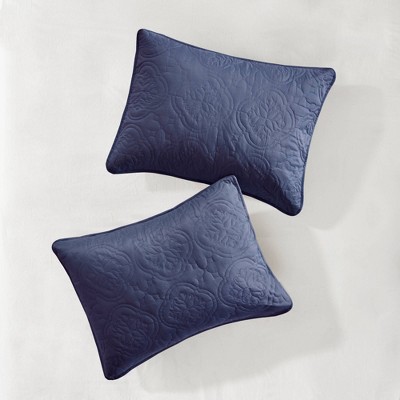 Navy King Microfiber Reversible Quilted Bedspread Set