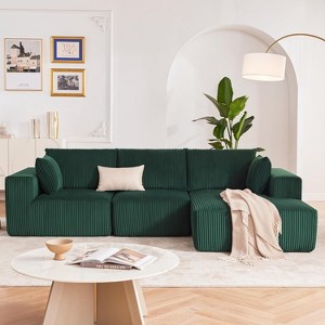 110In Oversized L-Shaped Sofa, Cloud Sectional Couch w/Chaise Throw Pillows, Soft Corduroy Boneless Foam Sofa for Living Rooms, Apartments, Dorms - 1 of 4