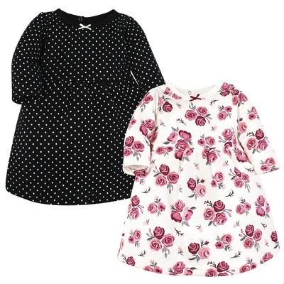 Hudson Baby Toddler Girl Cotton Dresses, Burgundy Rose, 5 Toddler : Target