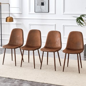 Dolonm Set of 4 Fabric & Metal Spoon Chairs - Minimalist Scandinavian Style, 15.5x16.3x34.5 Inches - 1 of 4