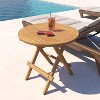 MaseiKar Round Teak Patio Folding Side Table, Weatherproof Lightweight Picnic Table for Beach RV Balcony - 3 of 4