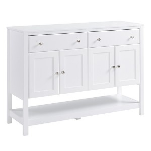 HOMCOM 47" Modern Sideboard, Buffet Cabinet, Accent Cupboard with Adjustable Shelves and Drawers, for Living Room, White - 1 of 4