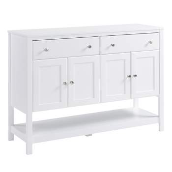 HOMCOM 47" Modern Sideboard, Buffet Cabinet, Accent Cupboard with Adjustable Shelves and Drawers, for Living Room, White