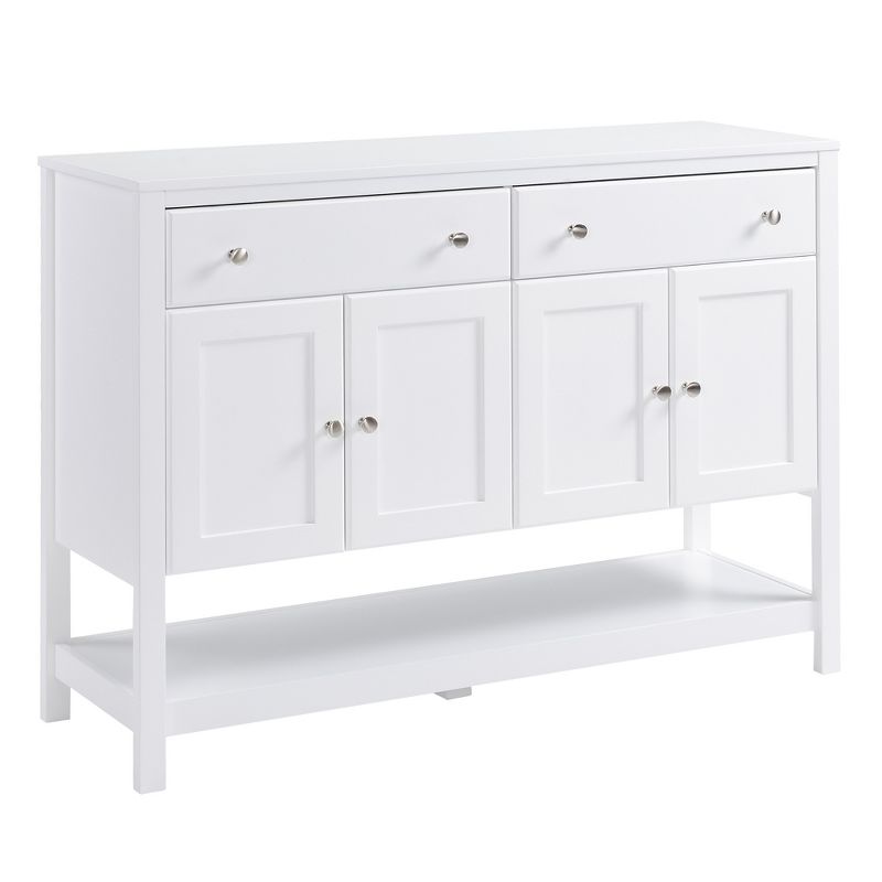 HOMCOM 47" Modern Sideboard, Buffet Cabinet, Accent Cupboard with Adjustable Shelves and Drawers, for Living Room, White, 1 of 7