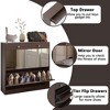 RISOKEYS Mirror Shoe Cabinet with 2 Tier Drawers, Mirror Shoe Rack with 1 Drawer Storage for Entrance, Entryway, Bedroom,Brown Finish - 4 of 4