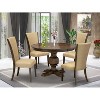 HomeStock 5-Piece Distressed Jacobean Finish Solid Wood Top Dining Table with 4 Parson Chair - 2 of 4
