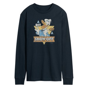 Men's - Disney - Donald Bit Of A Show Off Long Sleeve Graphic T-Shirt - 1 of 3