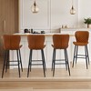 VECELO Bar Stool Faux Leather Counter Height Barstool with Metal Legs and Footrest, Brown - 4 of 4