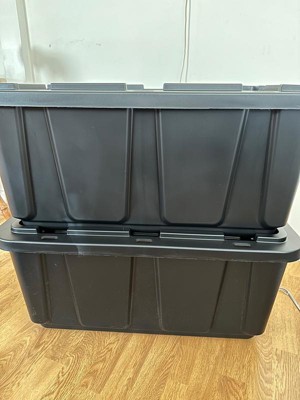 IRIS Large 13.75-Gallons (55-Quart) Dark Gray Rolling Tote with Latching Lid  in the Plastic Storage Containers department at