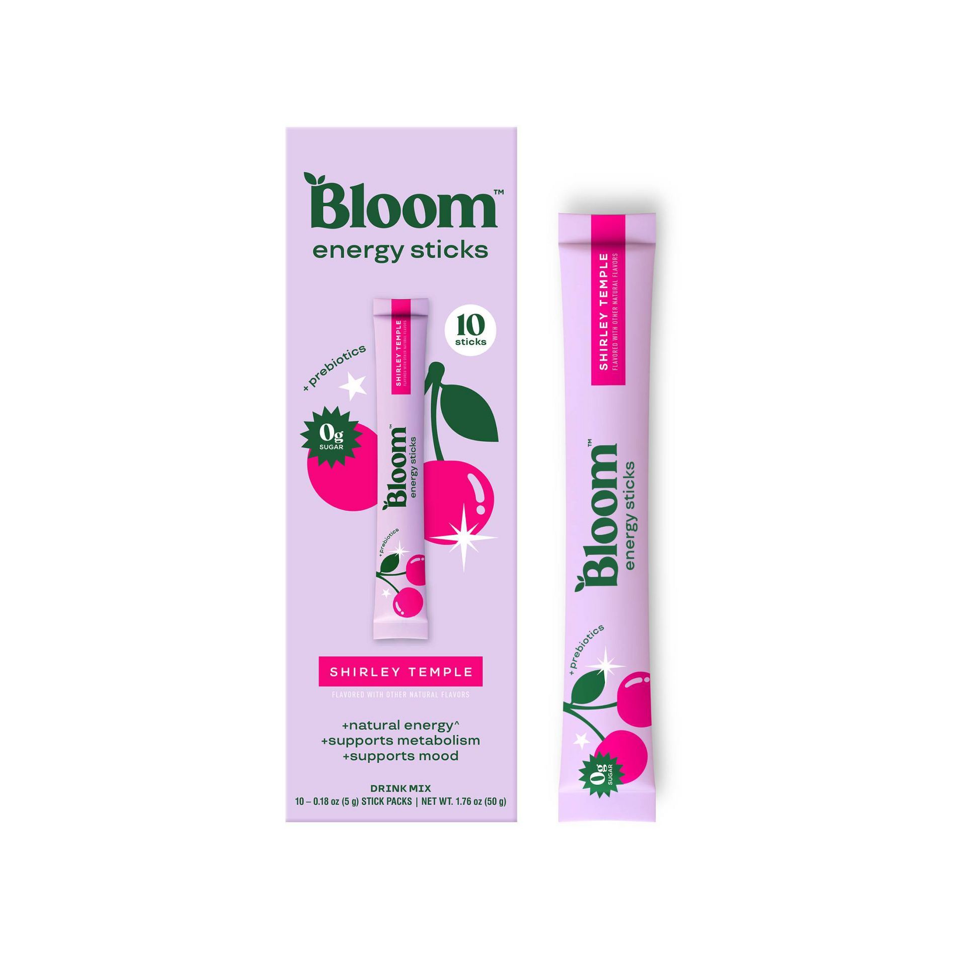 BLOOM NUTRITION Shirley Temple Natural Energy Sticks - 10ct