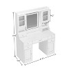 41.3"W Elgant Vanity Table with 6 Drawers & 4 Lockers, Vanity Mirror with 3-Colors LED Light for Makeup, White 4W - ModernLuxe - 3 of 4