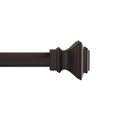 1-Inch Curtain Rod- Decorative Modern Square Finials and Hardware- For Home Decor in Bedroom and Kitchen- 66-120-Inch by Hastings Home (Bronze)