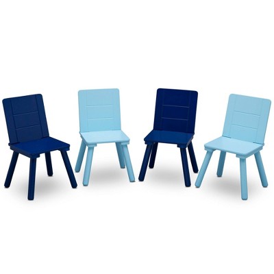 Gray and Blue Wooden Kids Table and Chair Set, 5-Piece