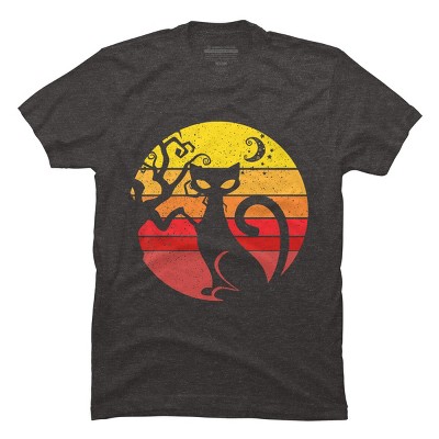 Men's Design By Humans Black Cat Halloween Costume Scary Vintage Cats By TaiHan T-Shirt
