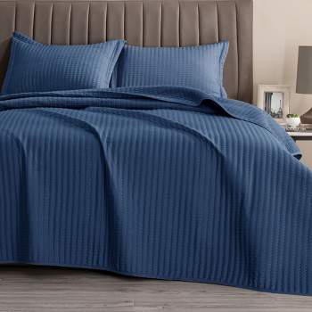 Great Bay Home Detailed Channel Stitch All-Season Reversible Quilt Set With Shams