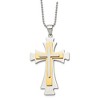Chisel Stainless Steel Polished Yellow IP-plated Cross Pendant on a 22" Ball Chain Necklace - 2 of 4