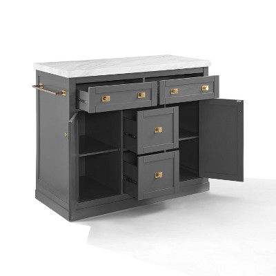 Claire Gray Wood Kitchen Island with Faux Marble Top