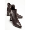 Gael - Brown Leather Block Heel Boot (Women) brown cilt 7 Forever & Always Shoes US - 2 of 4