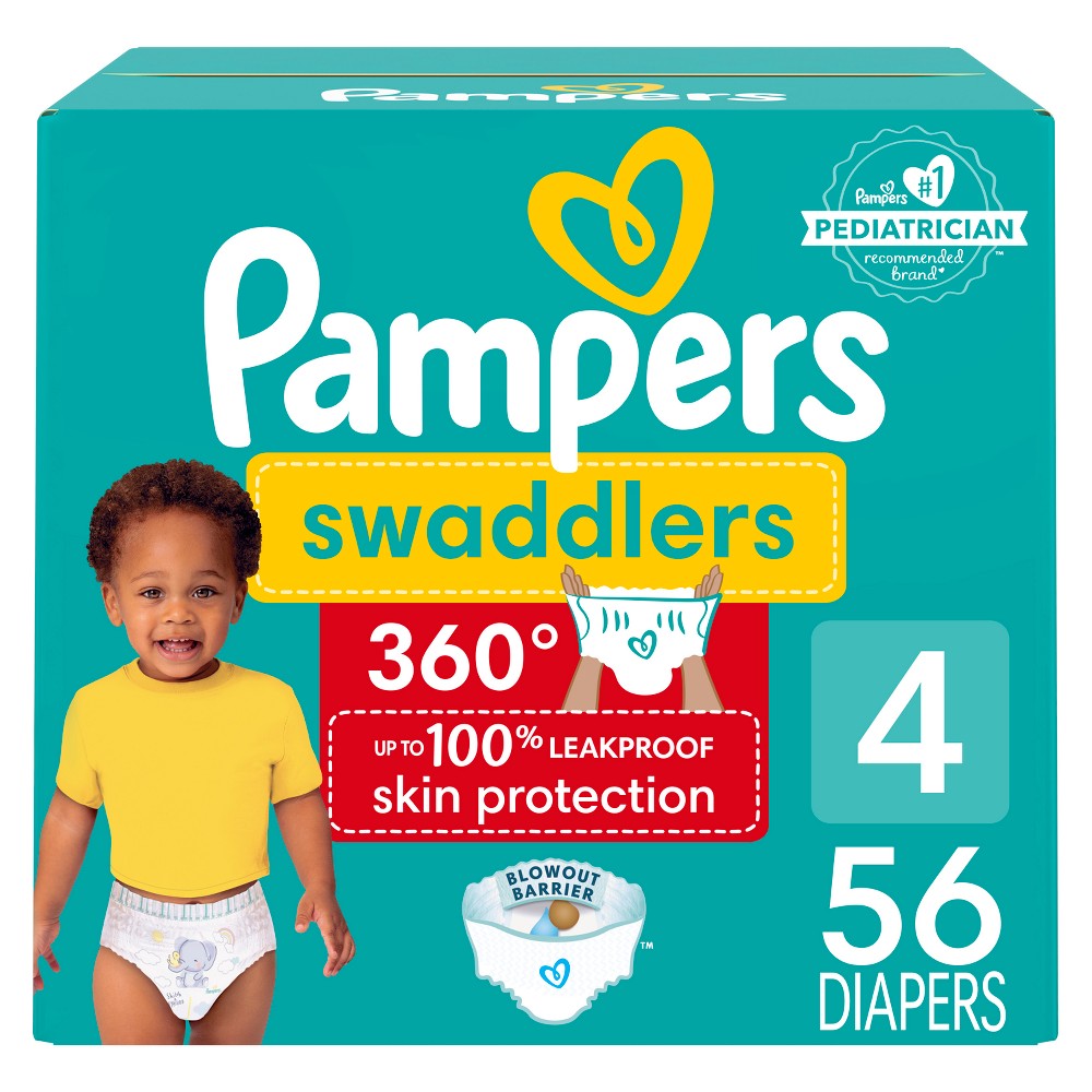 Photos - Baby Hygiene Pampers Swaddler 360 Super Disposable Baby Diapers - Size 4 - 56ct 