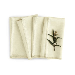 Solino Home Linen Fringe Dinner Napkins - 1 of 4