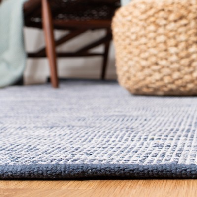 Coastal Breeze Navy Blue Handwoven Cotton 6' Square Area Rug