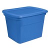 Sterilite 18 Gal Storage Tote, Stackable Bin with Lid, Plastic Container to Organize Clothes in Closet, Basement, Blue Summer Base and Lid, 8-Pack - 2 of 4