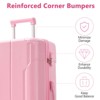 Syemin Luggage Luggage Sets 3 Piece Hard shell ABS Lightweight Durable Suitcases with Double Spinner Wheels, Pink, 18.3"*11.4"*29.9" - 2 of 4
