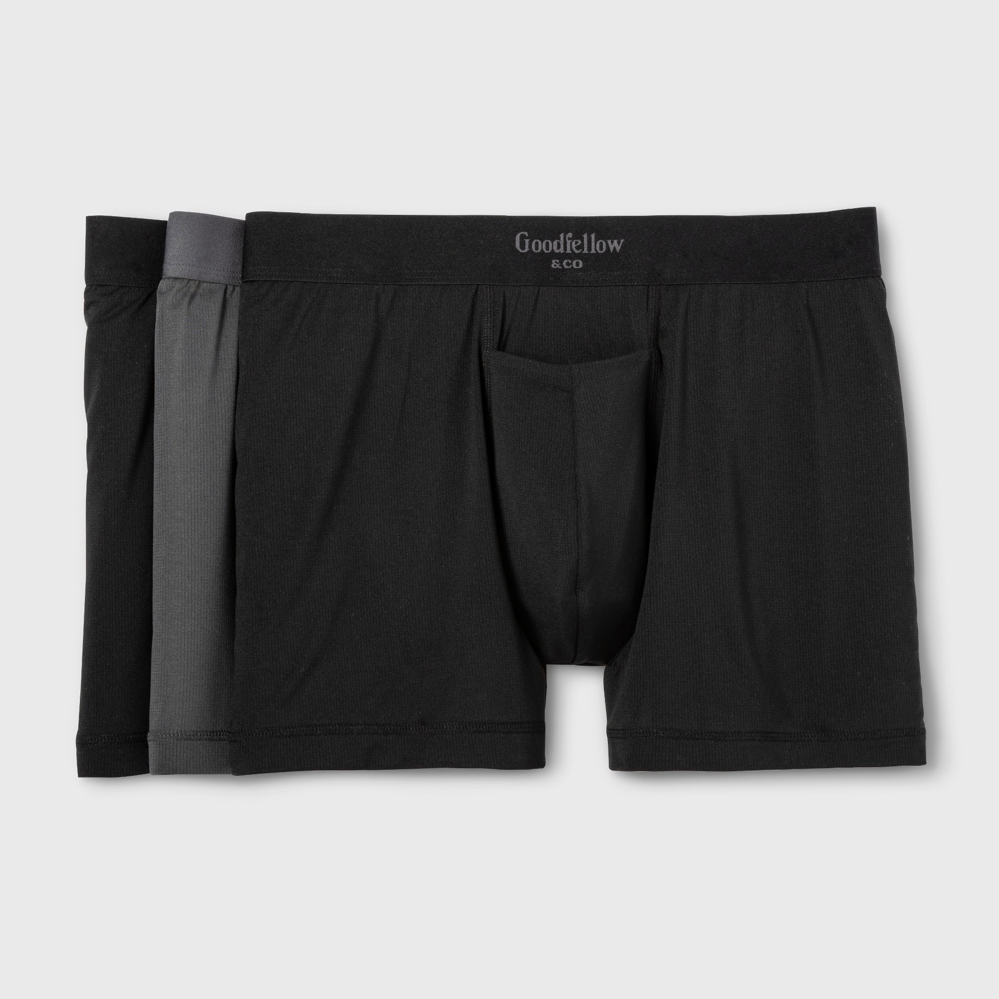 Men s Premium Mesh 3pk Boxer Briefs Goodfellow Co Black Gray L