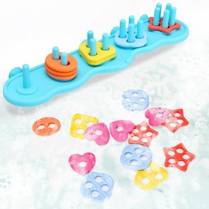 Premium Silicone Ocean Animal Bath Toys, Mold-Free No-Hole Shape Sorting and Stacking Set - 1 of 4