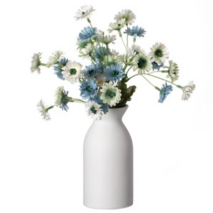 Uniquewise Modern White Cylinder Shaped Ceramic Table Flower Vase Holder - Elegant Home Decor Accent, Ideal for Fresh and Artificial Flowers - 1 of 4
