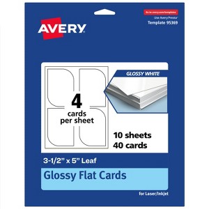 Avery Leaf Flat Cards, 3-1/2" x 5", Glossy White, 40 Total - 1 of 4