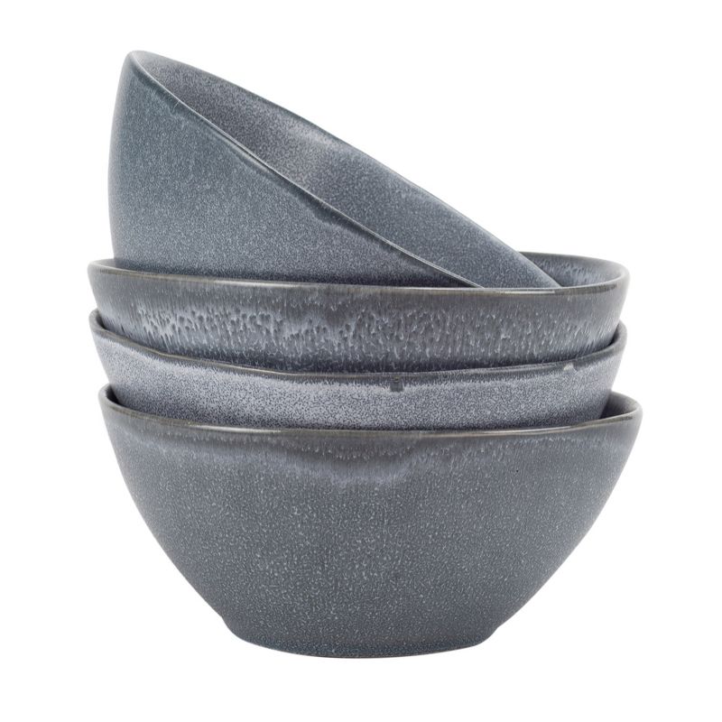 Modern Chic Smooth Ceramic Stoneware Dinnerware Bowls Set of 4 - Slate Grey, 1 of 6