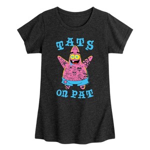 Girls' - SpongeBob SquarePants - Tats On Pat Fitted Short Sleeve Graphic T-Shirt - 1 of 4