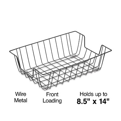 Black Metal Wire Front Loading Legal Size Letter Tray