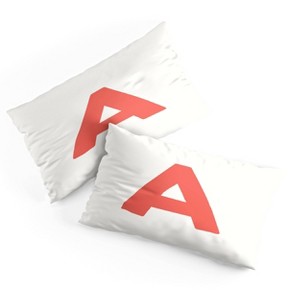 Deny Designs King April Lane Art Block Red Monogram A Microfiber Printed Pillow Sham - 1 of 3