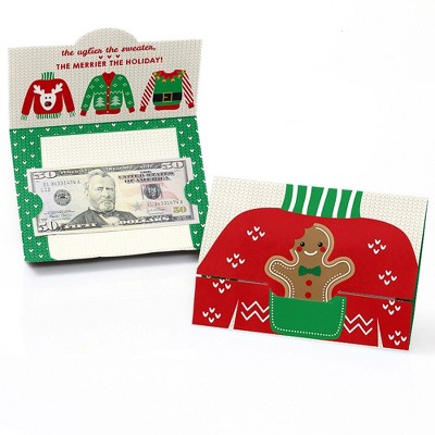 Big Dot of Happiness Ugly Sweater - Holiday and Christmas Money and Gift Card Holders - Set of 8