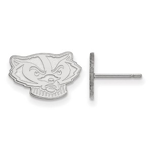 Black Bow Jewelry Sterling Silver Wisconsin Badgers NCAA Post Earrings - 1 of 3