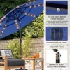 Okak 3-Tier Beach Umbrella with Push Button Tilt and Crank, Sun Umbrella with 32 Solar LED, Big Umbrella for Backyard, Garden - 4 of 4