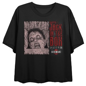 Junji Ito Uzumaki Jack In The Box Women's Black Crew Neck Short Sleeve Crop Top - 1 of 3