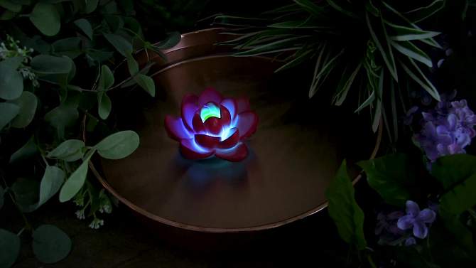 Pool Central Floating Flower LED Color Changing Patio or Swimming Pool Light 4” - Red/Yellow, 2 of 5, play video