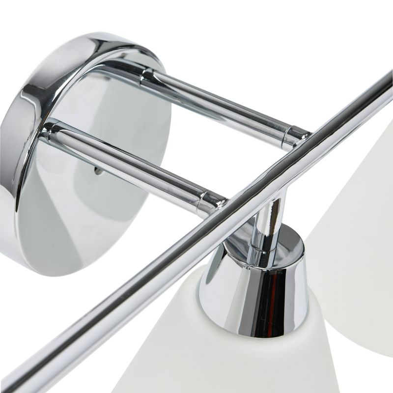 Robert Stevenson Lighting Robert Stevenson Lighting Brody Metal and Frosted Glass 3-Light Vanity Light Chrome, 5 of 7