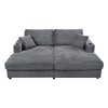 NicBex Oversized Corduroy Loveseat Chaise Sectional Sofa Bed - 2 Cup Holders & 2 Pillows for Living Room/Bedroom - 3 of 4