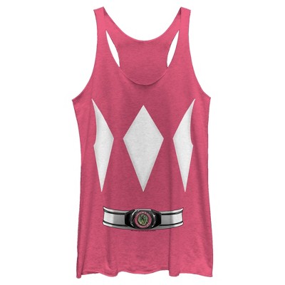 Women's Power Rangers Pink Ranger Costume Tee Racerback Tank Top : Target