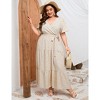 BLUEMING Plus Size Womens Dresses Floral Surplice A-Line Maxi Dress Waist Belted Floral Maxi Dress Wasit Tie Bell Sleeve Dress - 4 of 4