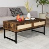 Coucheta 46  Inch Rattan Coffee Table with Double Drawers, Hidden Storage & Metal Frame - 3 of 4